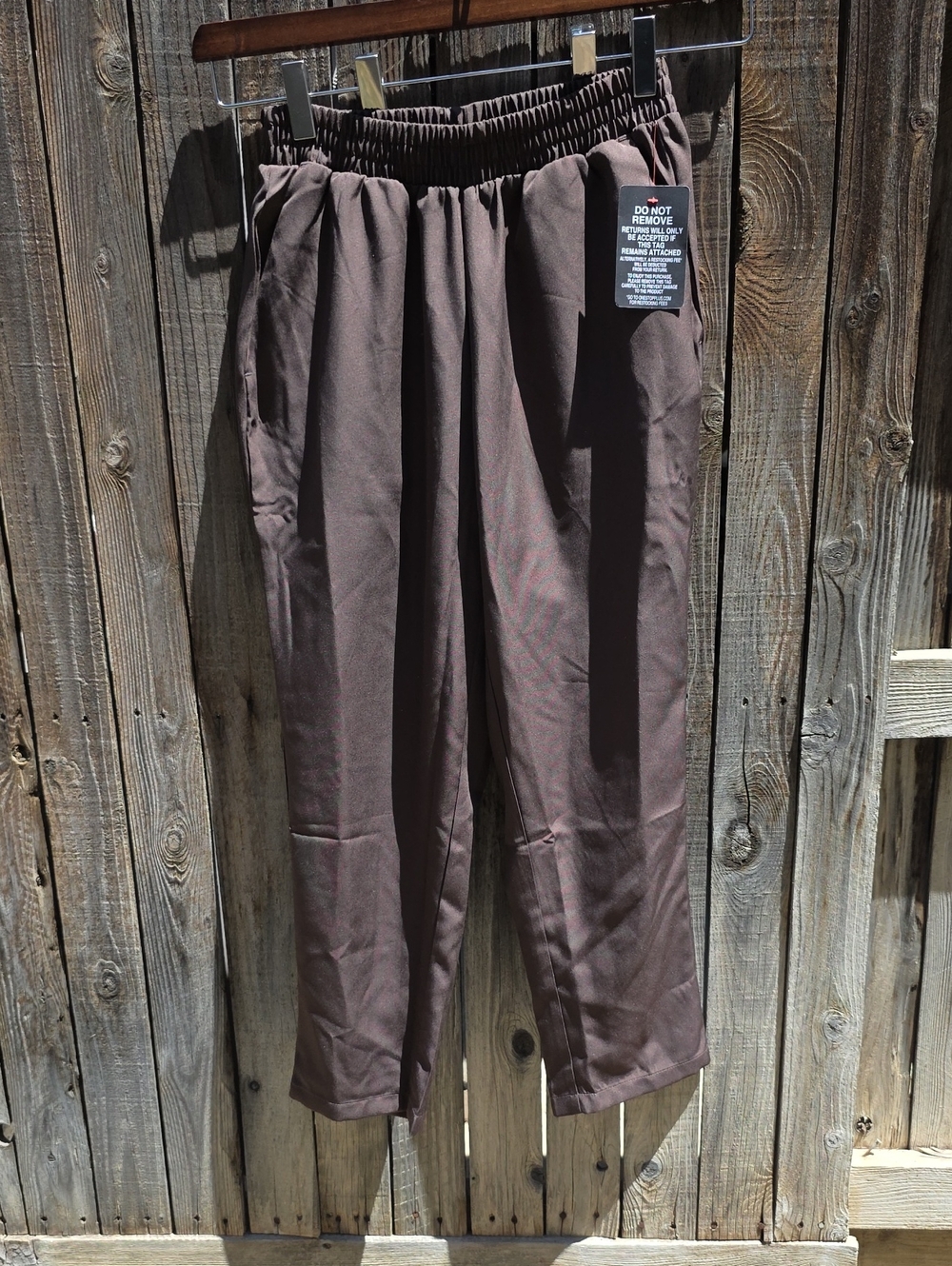 Woman Within Brown Elastic-Waist Pull‎ Up Trousers Size 12WP Pants